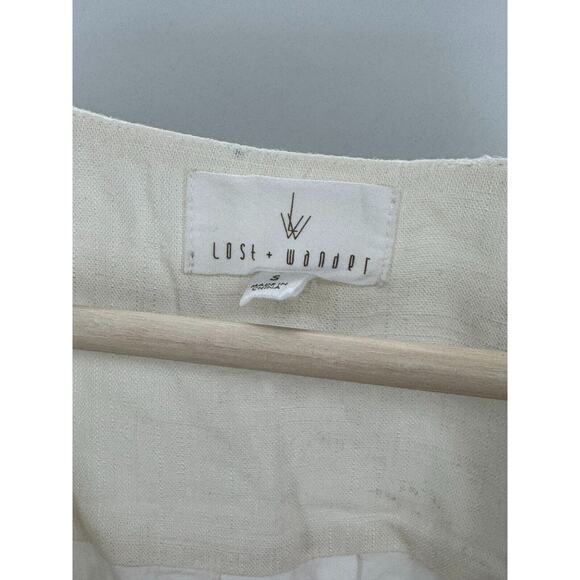 Lost + Wander Womens Top Cream Small Cropped Long Sleeve V-Neck Elastic Hem - Picture 2 of 3